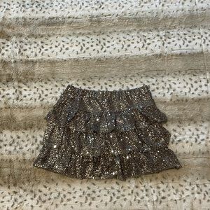 Express Silver sequined tiered mini skirt